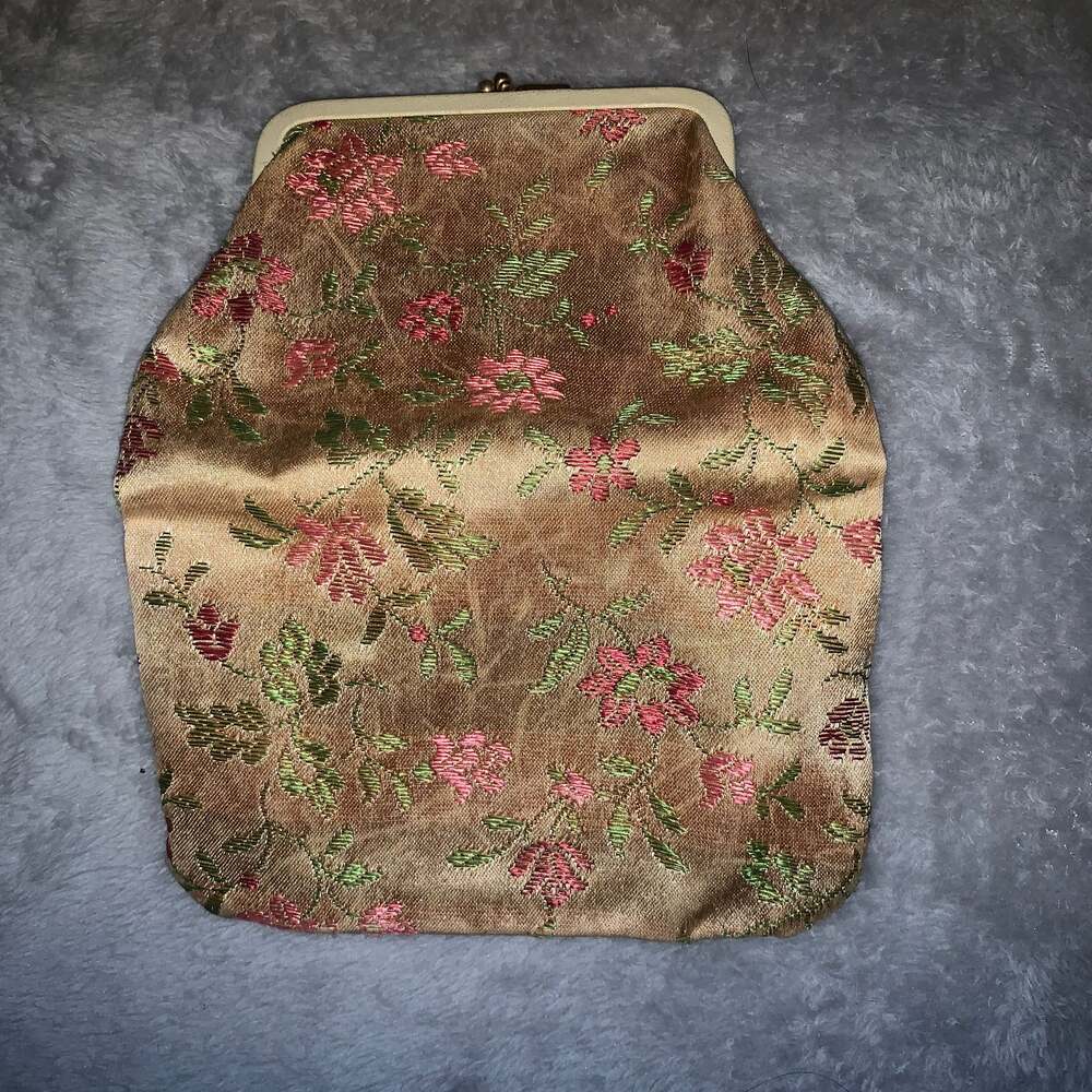 Vintage Floral Brocade Foldover Clutch w/coin purse - Picture 2 of 4